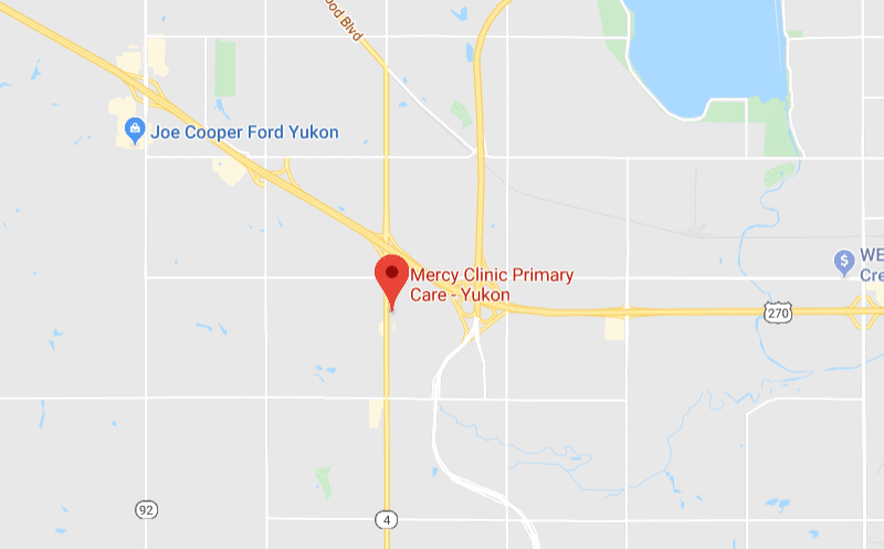 google map - mercy clinic primary care - yukon oklahoma